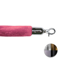 Samtbezogenes Absperrseil in Rosa mit silbernem Haken;...