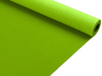 Grüne Filzstoffrolle ausgerollt, darunter ein Fächer aus Filzstoffmustern in vielen verschiedenen Farben, von Grau und Braun über Rot, Orange und Blau bis Grün.